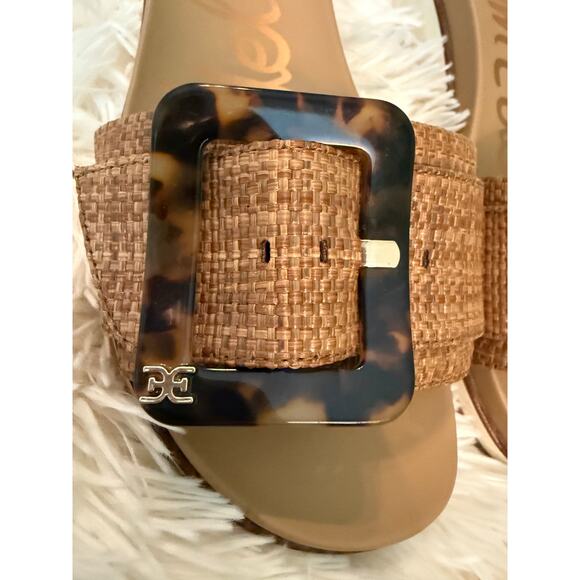 Sam Edelman.Slip On w/Tortoise Buckle & Straw Material Strap Brown Shoes. 6.5 - Picture 3 of 6